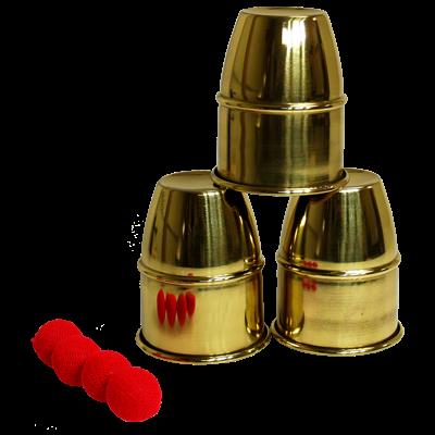 Jumbo Cups & Balls (Brass) by Premium Magic - Trick